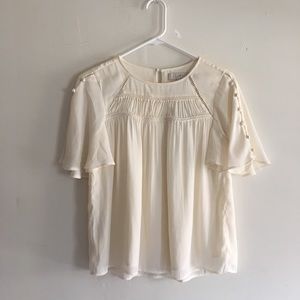 LOFT White Ruched Short Sleeve Top